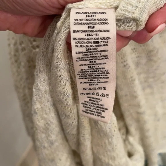 Free People Cream Sweater with Blue Accents - Picture 4 of 6